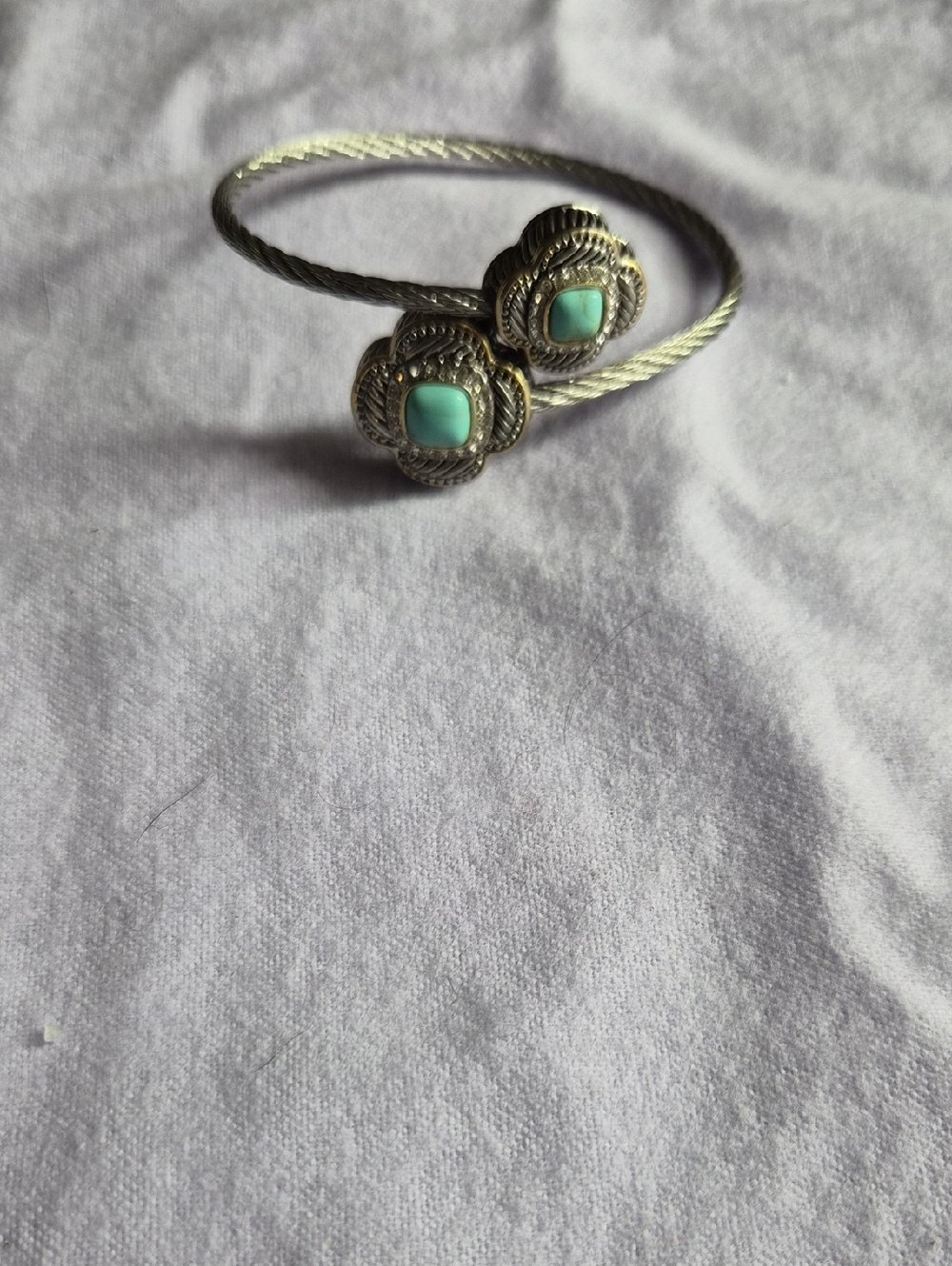 Turquoise-Accent Silver-Tone Open Cuff Bracelet - Women's Jewelry